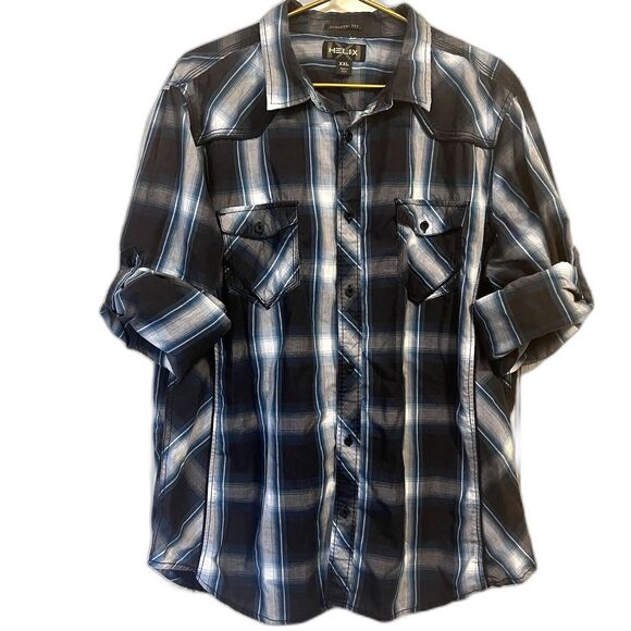 Helix Western Plaid Shirt XXL Athletic Fit Button-Down | Fall Layering Must-Have - Picture 3 of 11